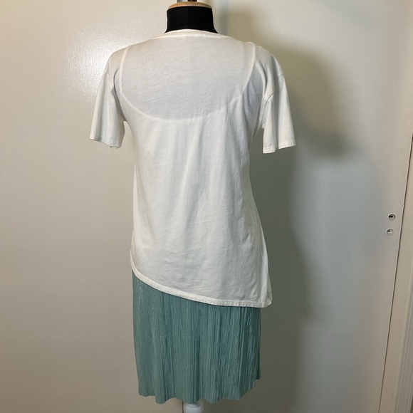 15. Zara White and Mint Green Asymmetrical Pleated Pencil Shirt Dress Size S - Picture 7 of 8